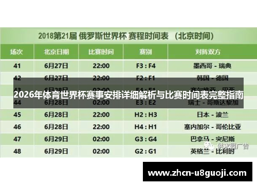 2026年体育世界杯赛事安排详细解析与比赛时间表完整指南